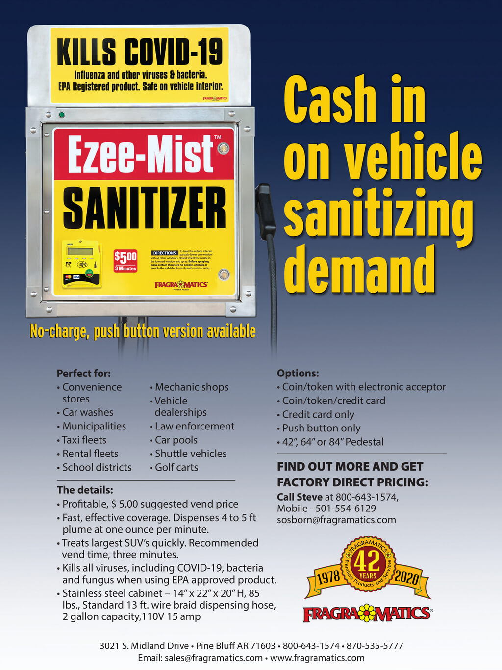 Fragramatics Ezee-Mist Cash in on vehicle sanitizing demand